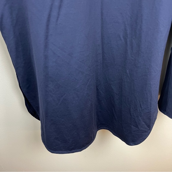 Dudley Stephens India Tunic Top Size Large Bell Sleeve Navy Blue Stretch Casual - Picture 8 of 10
